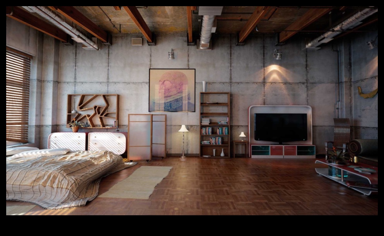 Industriāli elegantas guļamistabas dekoru idejas